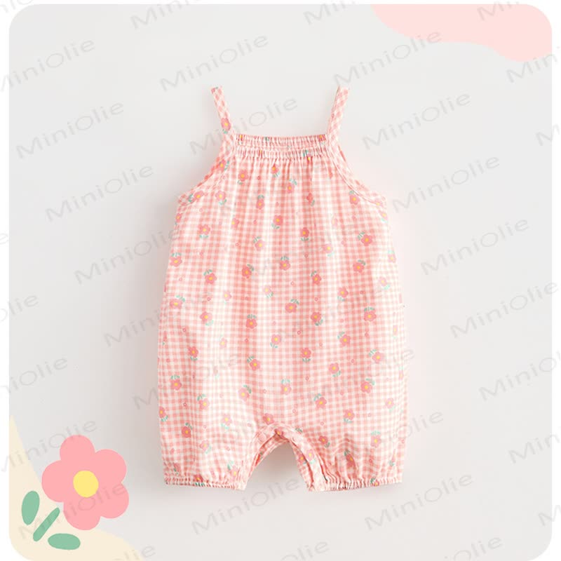 ベビー用イチゴ柄チェックロンパース - ピンクチェック - 2～3歳 - image 9