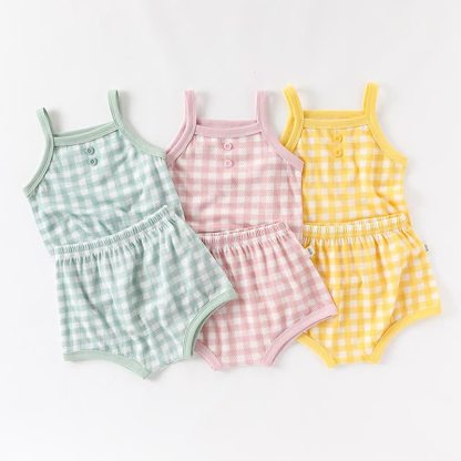 ベビー・幼児用女の子向けギンガムチェック柄キャミソールトップス＆ショートパンツ 2点セットパジャマ - image 5