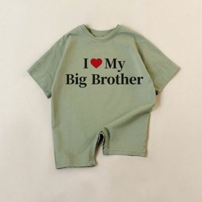 I LOVE MY BIG BROTHERグリーンロンパース - 緑 - 18～24ヶ月 - image 1