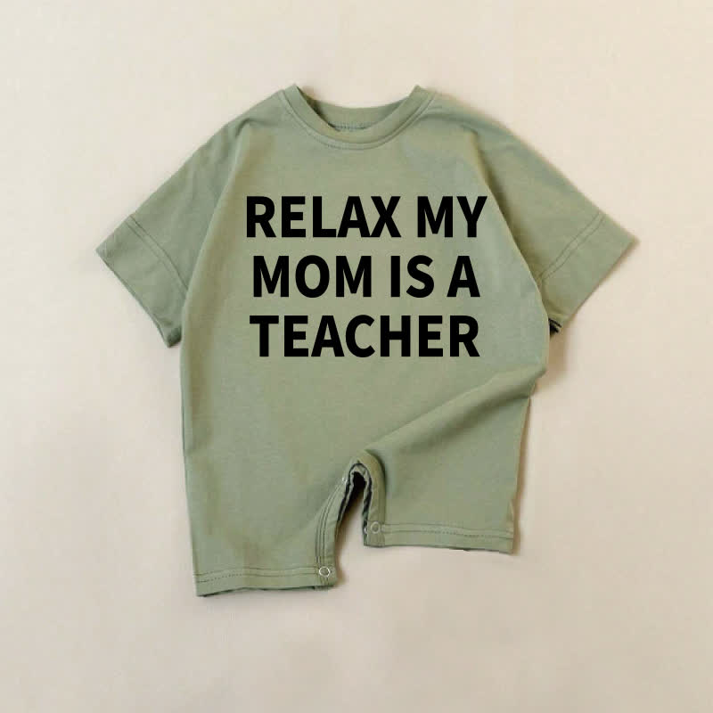 RELAX MY MOM IS A TEACHER　ベビーグリーンロンパース - 緑 - 18～24ヶ月 - image 1