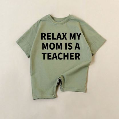 RELAX MY MOM IS A TEACHER　ベビーグリーンロンパース - 緑 - 18～24ヶ月 - image 1