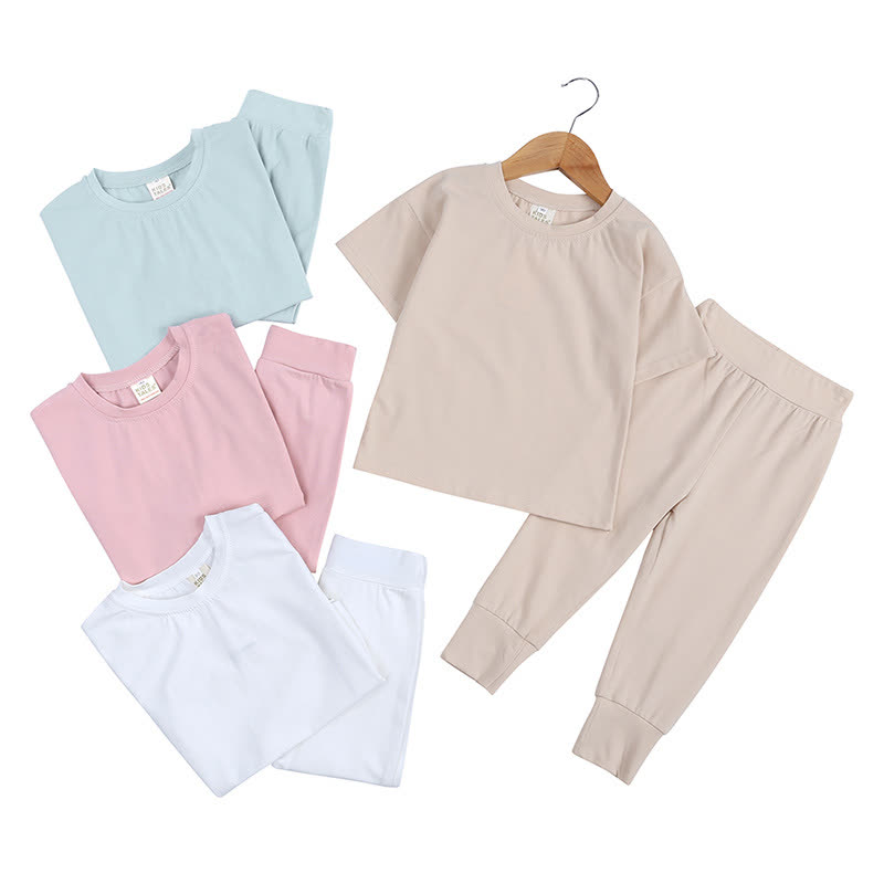 幼児用無地ニットトップス＆パンツ2点セットパジャマ - image 10