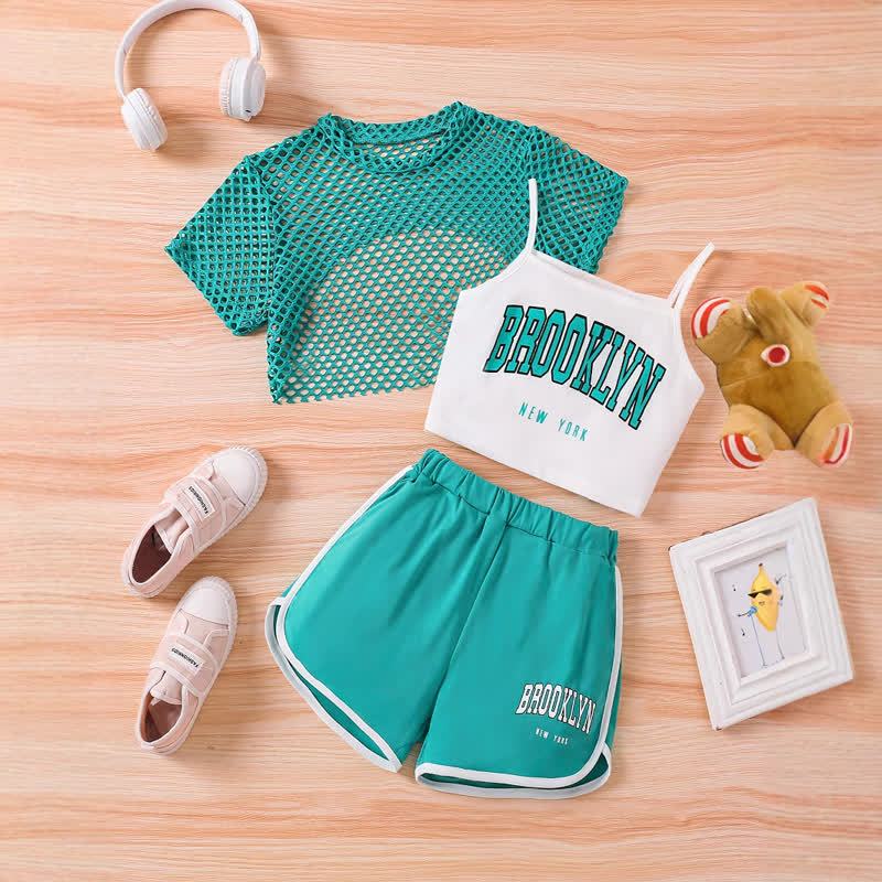 BROOKLYN NEW YORK幼児用女の子トップス＆ショートパンツ 3点セット - 緑 - 9～10歳 - image 2
