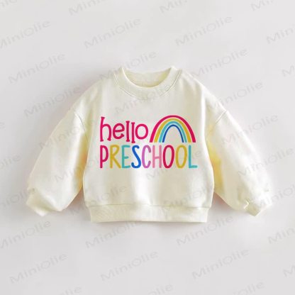 HELLO PRESCHOOL幼児用スローガン入りクリームスウェットシャツ - クリーム - 3～5歳 - image 1