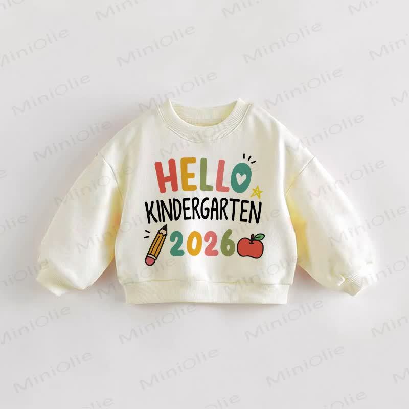 HELLO KINDERGARTEN 2026ベビー幼児用スローガン入りクリームスウェットシャツ - クリーム - 3～5歳 - image 1