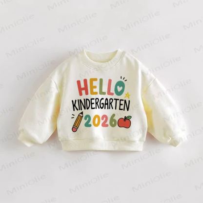 HELLO KINDERGARTEN 2026ベビー幼児用スローガン入りクリームスウェットシャツ - クリーム - 3～5歳 - image 1