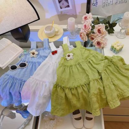 幼児用女の子向けフラワーアップリケ付きティアードノースリーブDress - image 5