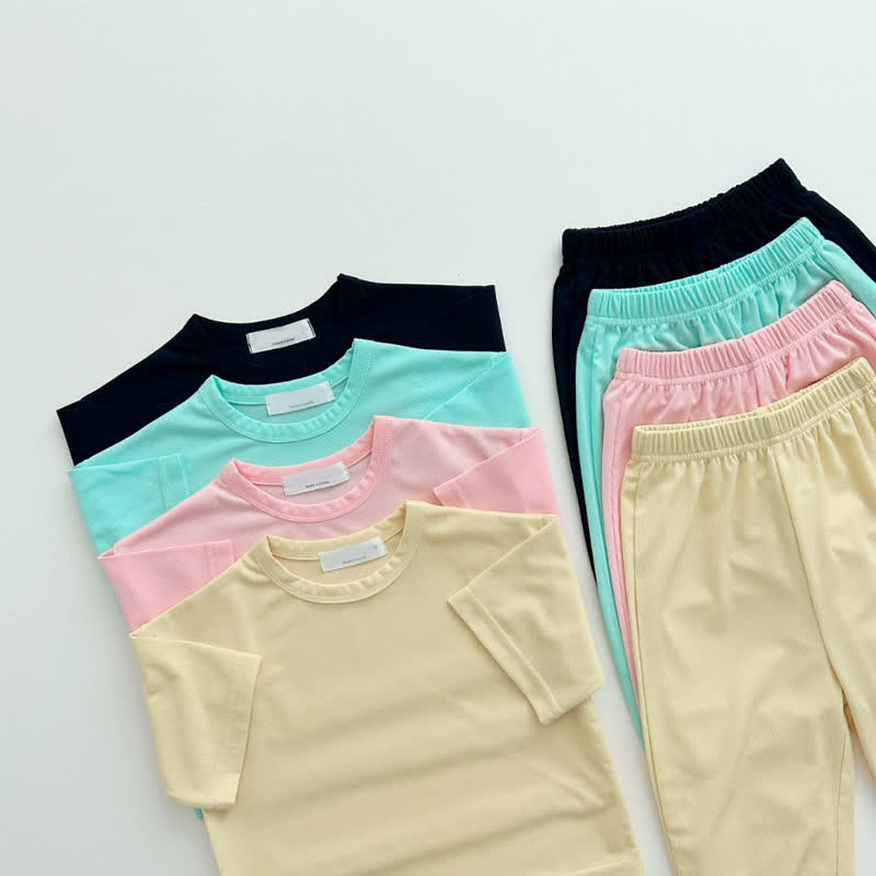 幼児用ベビー無地Tシャツ＆パンツ2点セットパジャマ - image 6