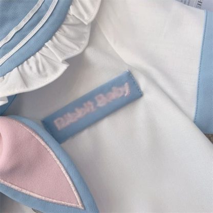 幼児・キッズ 女の子用 セーラー風フリル襟Tシャツ＆スカート 2点セット - image 3