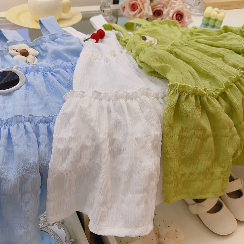 幼児用女の子向けフラワーアップリケ付きティアードノースリーブDress - image 6