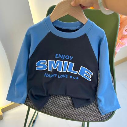 幼児用ラグランスリーブ半袖クルーネックTシャツ - ブルー＆グレー - 10-11歳 - image 5