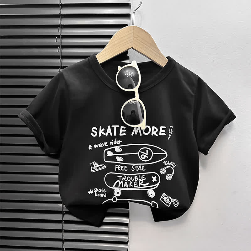 幼児用漫画柄ボックス型Tシャツ - ブラックスケートボード - 4～5歳 - image 2