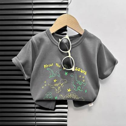 幼児用漫画柄ボックス型Tシャツ - 灰色のジュラシック - 4～5歳 - image 5