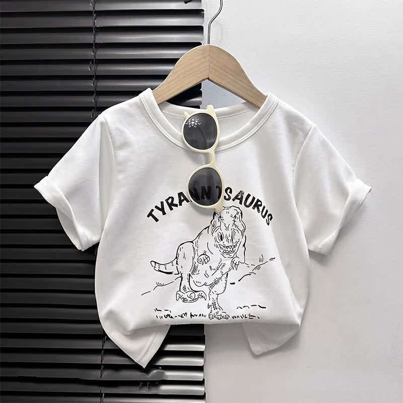 幼児用漫画柄ボックス型Tシャツ - 白い恐竜 - 4～5歳 - image 3