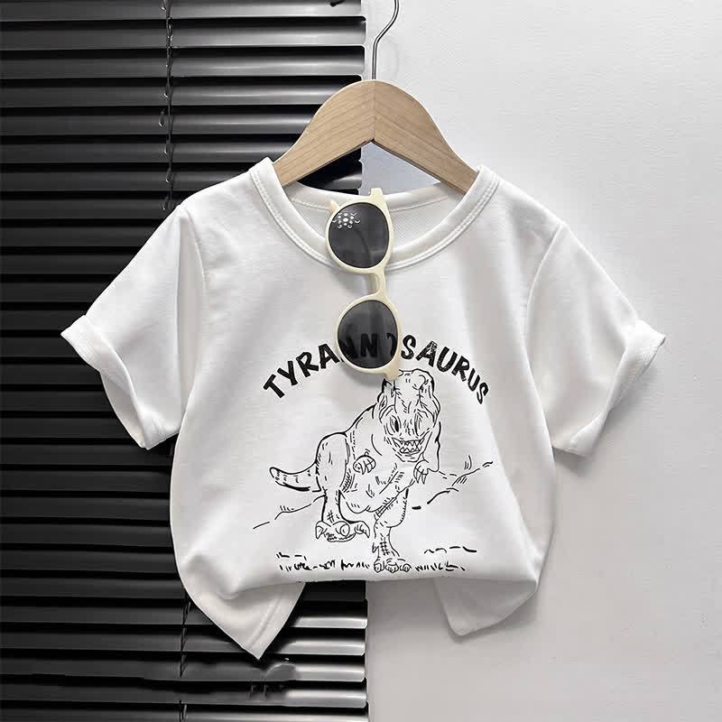 幼児用漫画柄ボックス型Tシャツ - 白い恐竜 - 4～5歳 - image 3