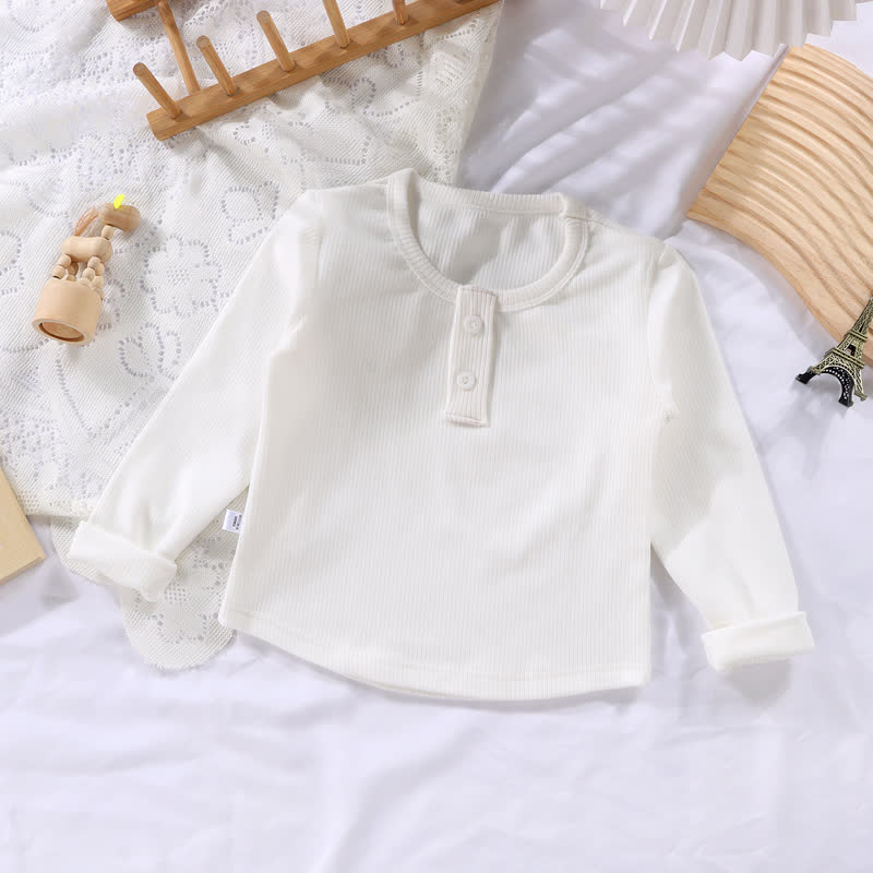 幼児用ベビー無地リブ編み長袖Tシャツ - 白 - 10-11歳 - image 6