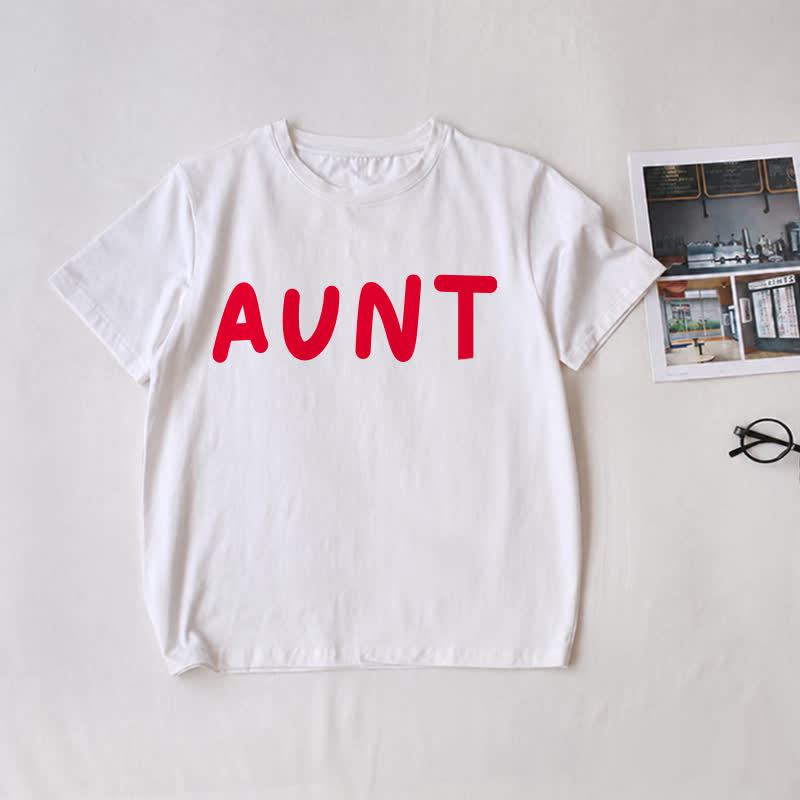 おばさん／TAKE ME TO MY AUNT YOU PEASANT！家族お揃いの白いTシャツ - 白 - 大人用Tシャツ: L - image 2