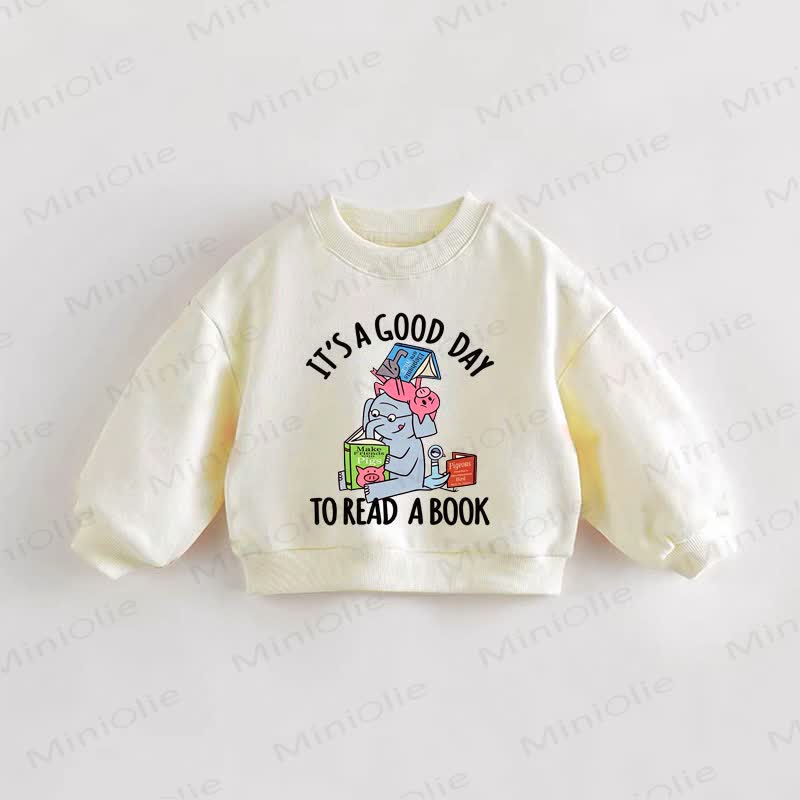 IT'S A GOOD DAY TO READ A BOOK。ベビー幼児用クリームスウェットシャツ - クリーム - 3～5歳 - image 1