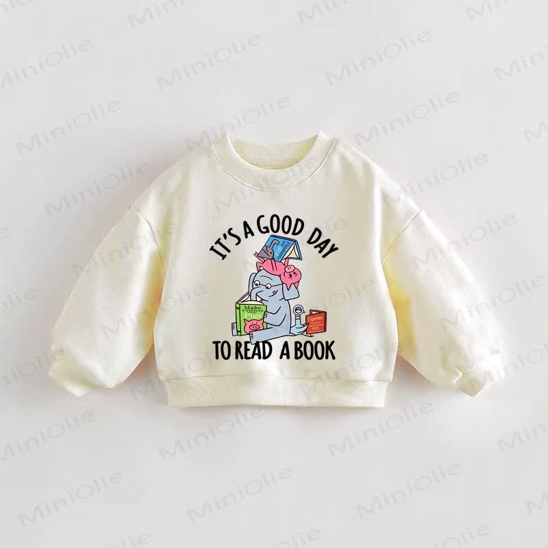 IT'S A GOOD DAY TO READ A BOOK。ベビー幼児用クリームスウェットシャツ - クリーム - 3～5歳 - image 1