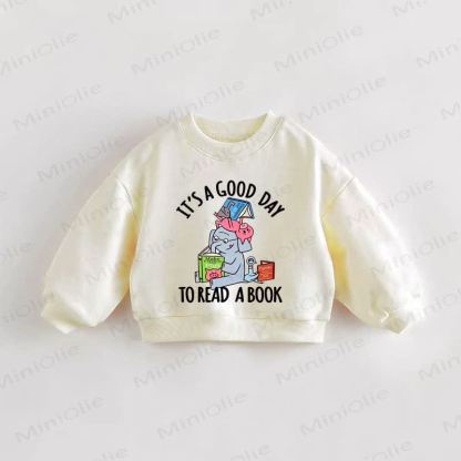 IT'S A GOOD DAY TO READ A BOOK。ベビー幼児用クリームスウェットシャツ - クリーム - 3～5歳 - image 1