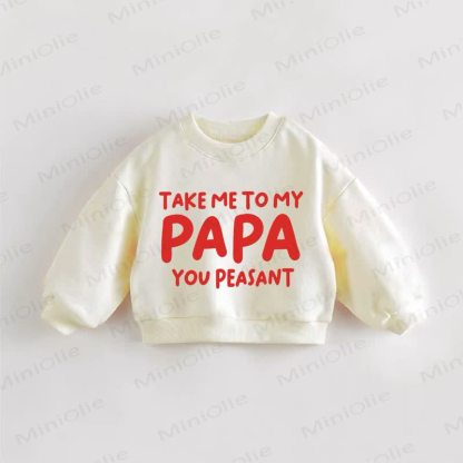 TAKE ME TO MY PAPA YOU PEASANT幼児用クリームスウェットシャツ - クリーム - 3～5歳 - image 1