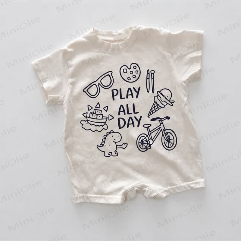 PLAY ALL DAYベビー用ホワイトロンパース - 白 - 18～24ヶ月 - image 1