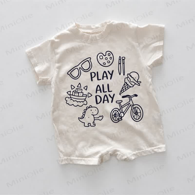 PLAY ALL DAYベビー用ホワイトロンパース - 白 - 18～24ヶ月 - image 1