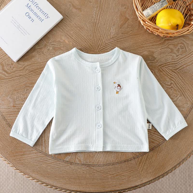 ベビー・幼児用 動物/果物刺繍入りボタンフロントリブカーディガン - 青 - 2～3歳 - image 5