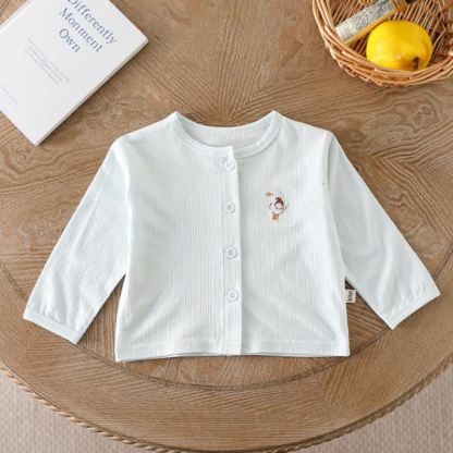 ベビー・幼児用 動物/果物刺繍入りボタンフロントリブカーディガン - 青 - 2～3歳 - image 5