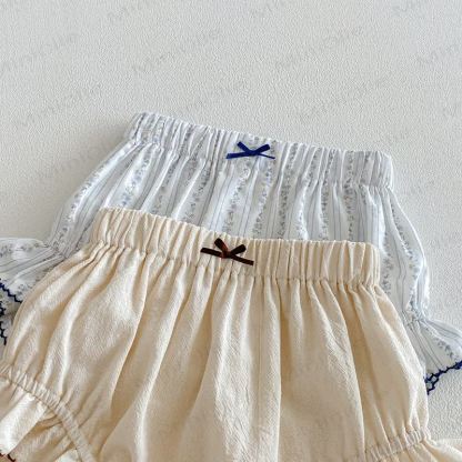 ベビーガールズ用リボンフリル重ねコットンショートパンツ - image 2