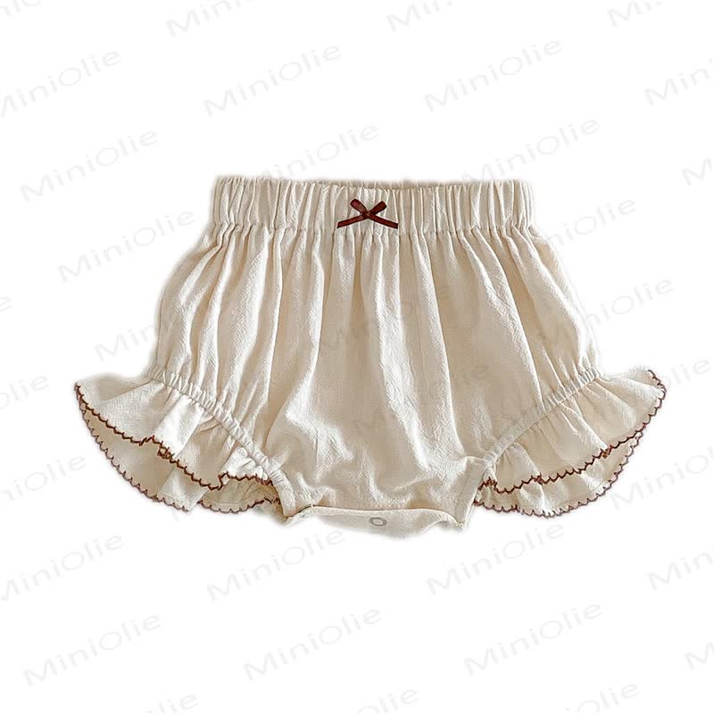 ベビーガールズ用リボンフリル重ねコットンショートパンツ - アプリコット - 18～24ヶ月 - image 6