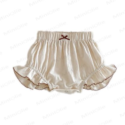 ベビーガールズ用リボンフリル重ねコットンショートパンツ - アプリコット - 18～24ヶ月 - image 6