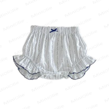 ベビーガールズ用リボンフリル重ねコットンショートパンツ - 青 - 18～24ヶ月 - image 7