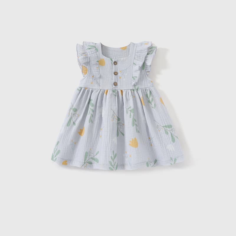 ベビーガール用フルーツ/花柄ノースリーブサマーDress - 紫 - 2～3歳 - image 3