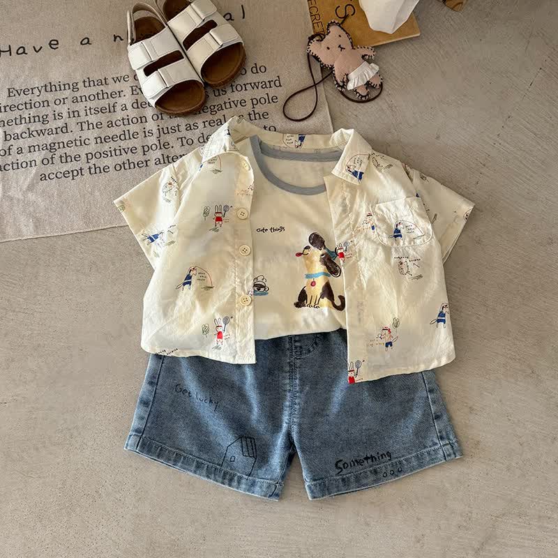 子犬のパッチ付きデニムショートパンツ - image 1