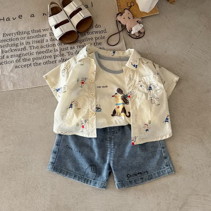 子犬のパッチ付きデニムショートパンツ - image 1