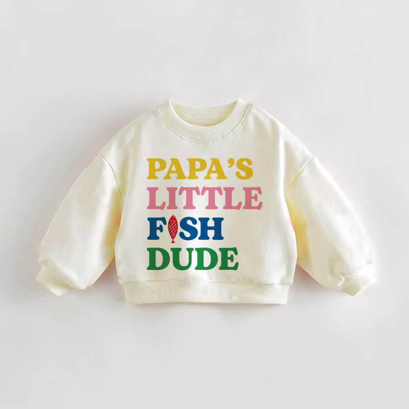 PAPA'S LITTLE FISH DUDE幼児用クリームスウェットシャツ - クリーム - 3～5歳 - image 1