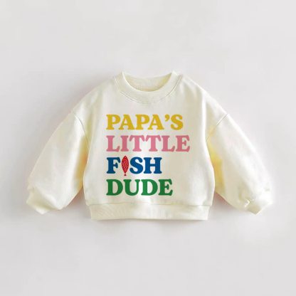 PAPA'S LITTLE FISH DUDE幼児用クリームスウェットシャツ - クリーム - 3～5歳 - image 1