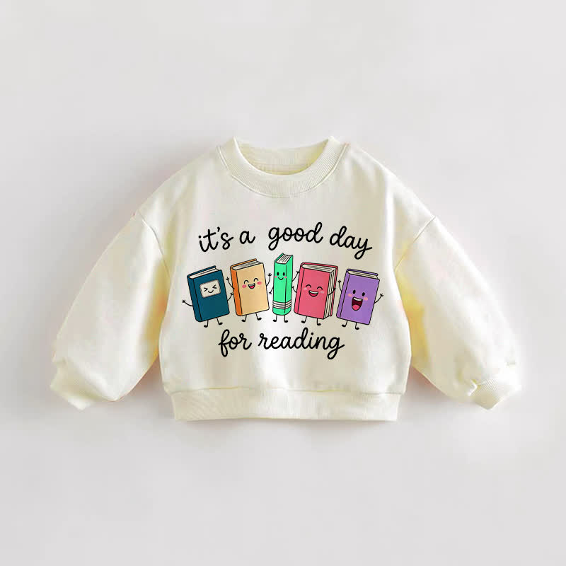 IT'S A GOOD DAY FOR READINGクリーム色のスウェットシャツ。 - クリーム - 3～5歳 - image 1