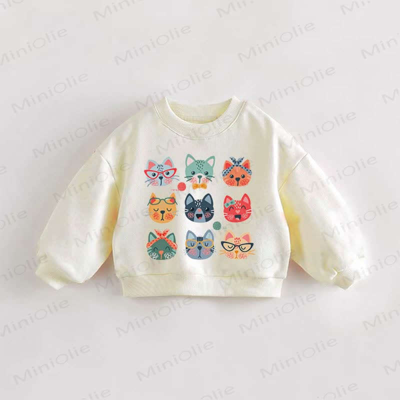ベビー猫柄幼児用クリームスウェットシャツ - クリーム - 3～5歳 - image 1