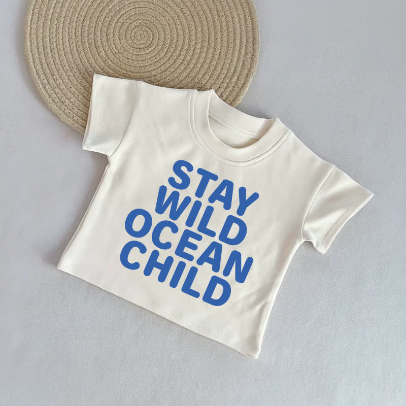 STAY WILD OCEAN CHILDベビーベージュカジュアルTシャツ - ベージュ - 2～3歳 - image 1