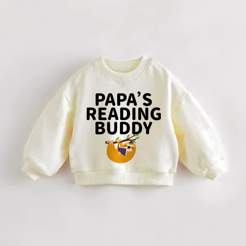 PAPA'S READING BUDDY幼児用ナマケモノ柄クリームスウェットシャツ - クリーム - 3～5歳 - image 1