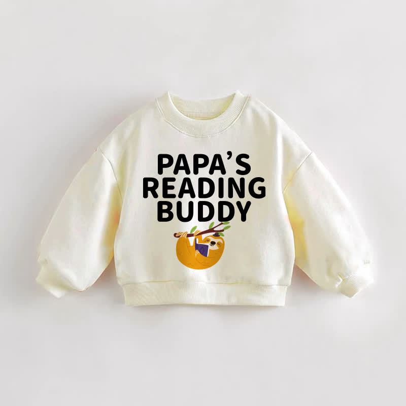PAPA'S READING BUDDY幼児用ナマケモノ柄クリームスウェットシャツ - クリーム - 3～5歳 - image 1