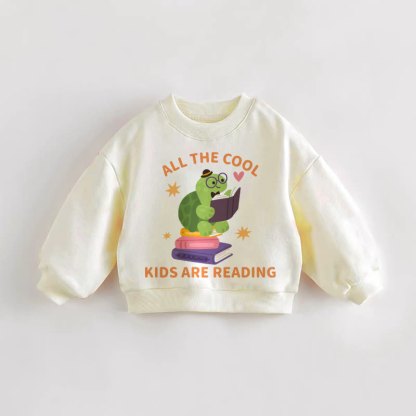 COOL KIDSはみんな読書してるよ！ベビー幼児用カメ柄クリームスウェットシャツ - クリーム - 3～5歳 - image 1
