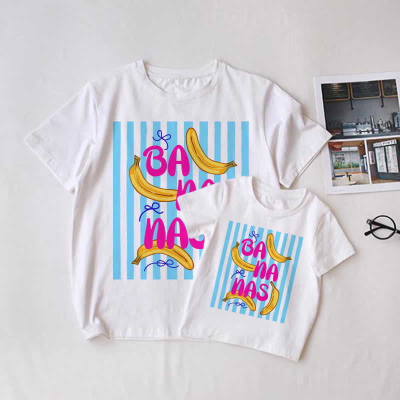 BANANASファミリー ホワイトストライプ お揃いTシャツ - image 1