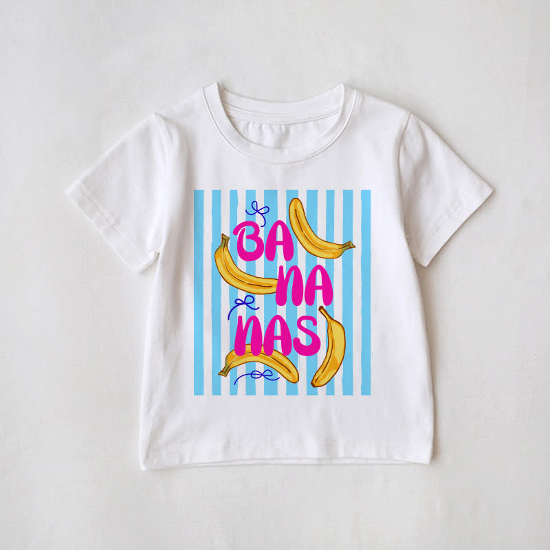 BANANASファミリー ホワイトストライプ お揃いTシャツ - 白 - ベビーTシャツ: 2～3歳 - image 3