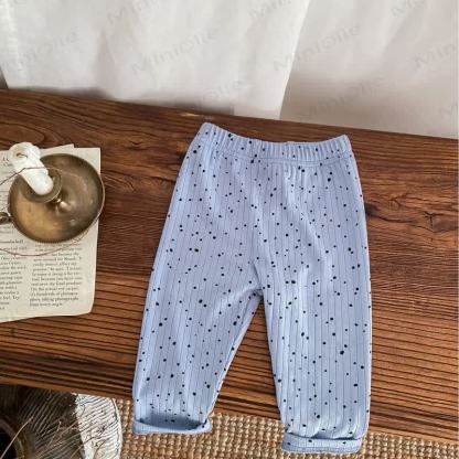 ベビー用水玉模様リブ編みレギンス - 青 - 2～3歳 - image 13