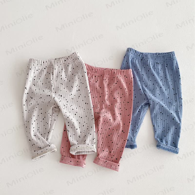 ベビー用水玉模様リブ編みレギンス - image 3