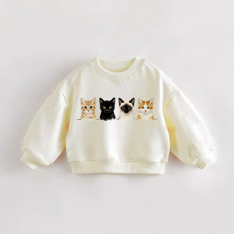ベビー・幼児用 猫4匹柄 クリームスウェットシャツ - クリーム - 3～5歳 - image 1
