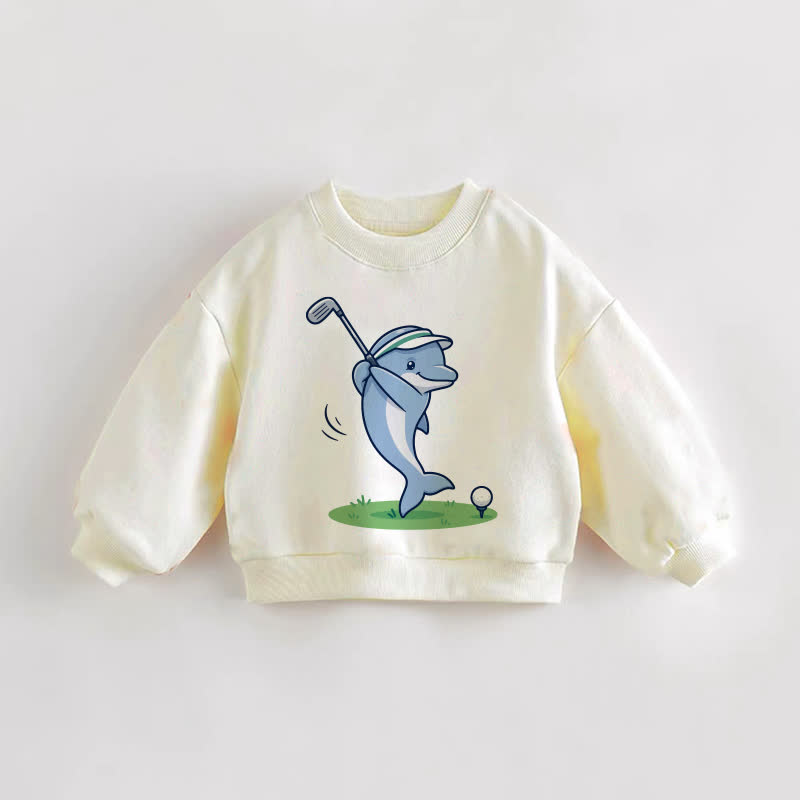 ベビー幼児用ゴルフイルカ柄クリームスウェットシャツ - クリーム - 3～5歳 - image 1